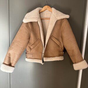 Mango Women's Tan and Cream Coat